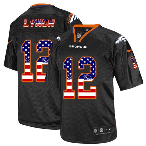 Nike Broncos #12 Paxton Lynch Black Men's Stitched NFL Elite USA Flag Fashion Jersey - Click Image to Close
